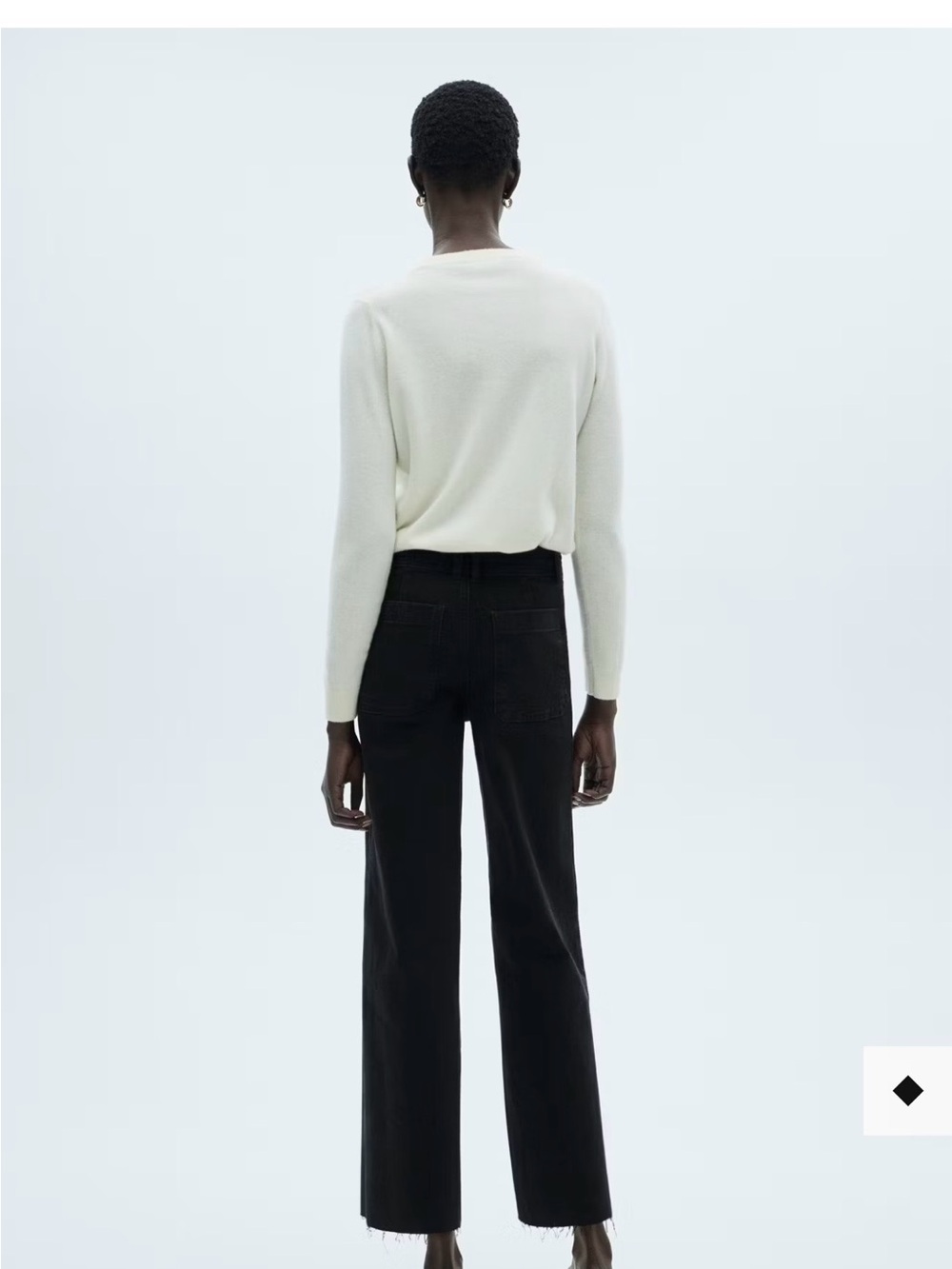 Mango Black Cropped Straight Jeans